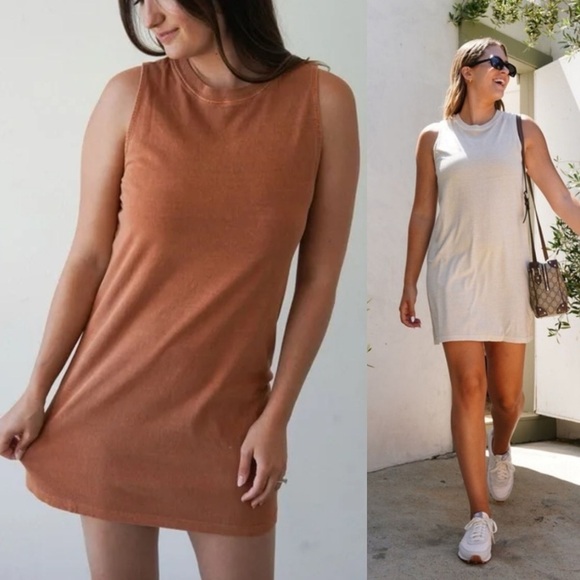 Carly Jean Los Angeles CJLA Playa Heather Cotton Mini Dress in Amber NWOT - Picture 1 of 7